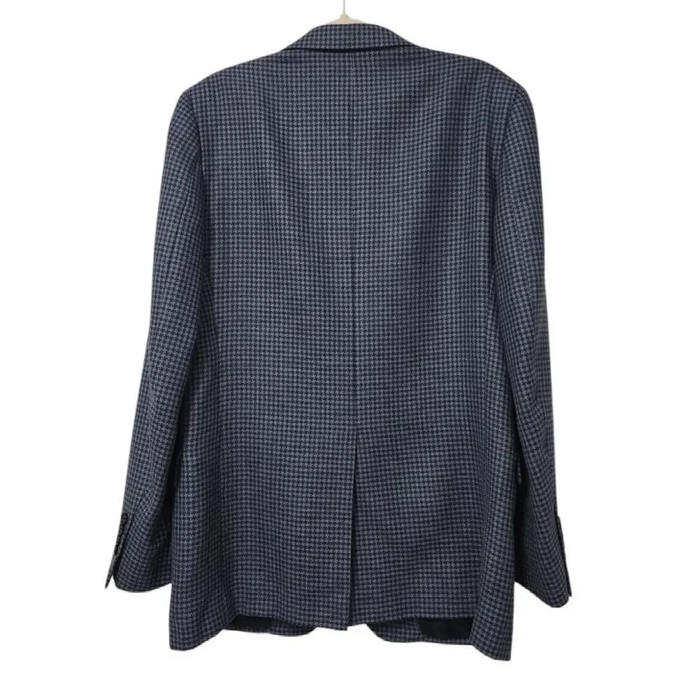 Brooks Brothers Men's Wool Regent Houndstooth Checked Blue Sports Coat Size 42L